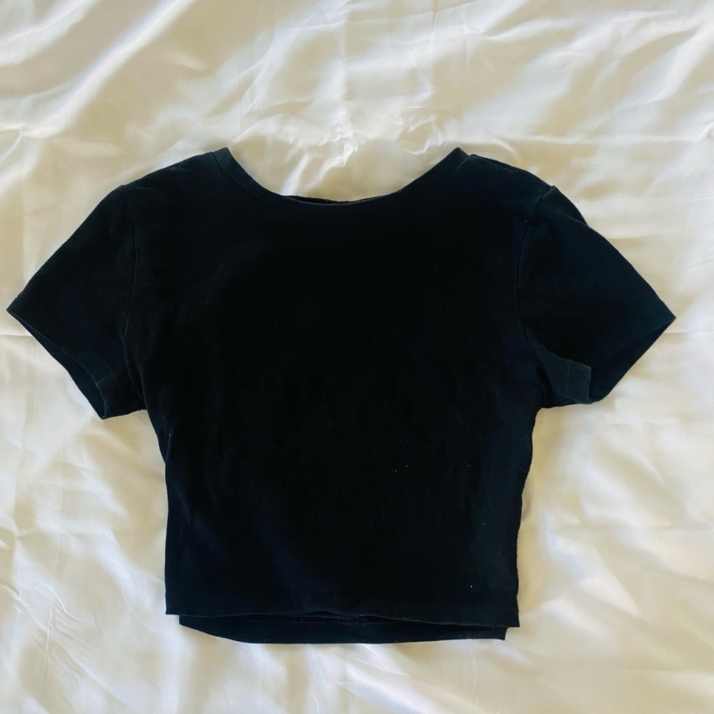 Plain black crop top